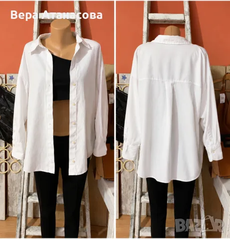 🍈 Oversized бяла риза Zara♥️ л размер, снимка 3 - Ризи - 56013325