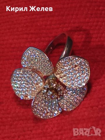 ПРЕЛЕСТЕН СКЪПОЦЕНЕН ФЛОРАЛЕН СРЕБЪРЕН ПРЪСТЕН ЦВЕТЕ СРЕБРО 925 с МНОГО БЛЕСТЯЩИ ЦИРКОНЧЕТА 17150, снимка 11 - Пръстени - 40555229