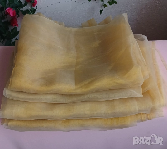 Прозрачни копринени златисти пердета за прозорци., снимка 3 - Пердета и завеси - 51359986