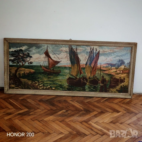 Стар гоблен Пристан в Елада. 