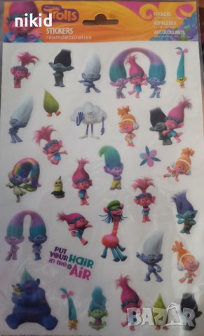  Тролчета Trolls Тролс тролчетата лист стикери самозалепващи лепенки за декор картонена торта и др 
