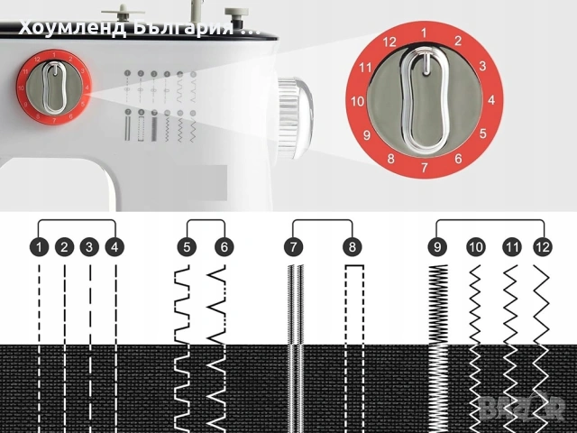 Шевна машина с педал и 12 програми на шиене, снимка 7 - Други машини и части - 54304439
