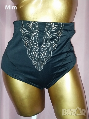 Felina 90 Черна моделираща бикина с висока талия с бродерия 