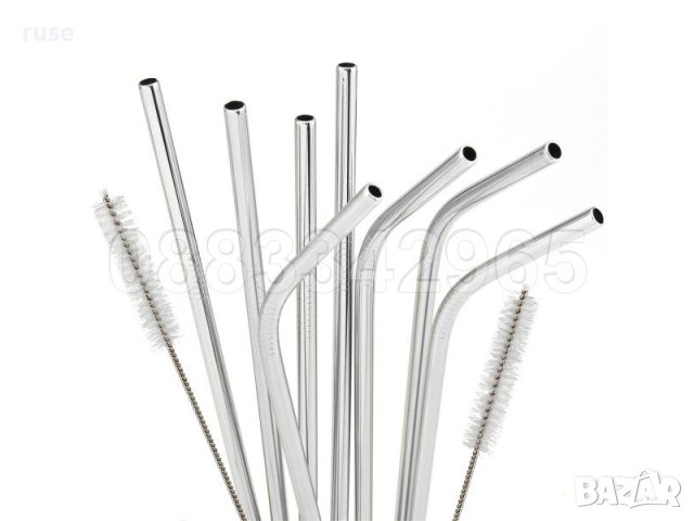  НОВИ! Метални сламки 8 броя комплект + 2 четчици / безоловни BPA-free, снимка 9 - Други - 38022491