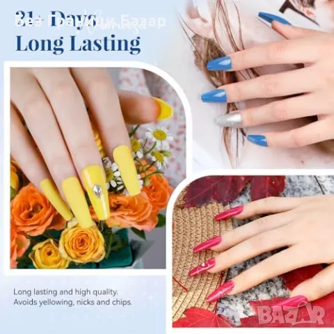 Нов комплект Гел за изграждане на нокти маникюр 9 цвята с база и топ лак , снимка 3 - Продукти за маникюр - 48893375