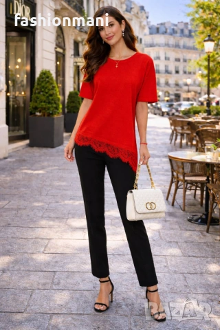 ЕЛЕГАНТНИ БЛУЗИ С ДАНТЕЛА 5 цвята - код 1383, снимка 2 - Туники - 36126288