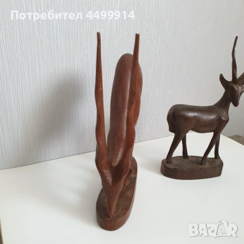 Стари дървени фигури на елени, снимка 2 - Колекции - 51238098