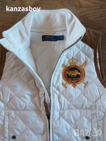 Polo Ralph Lauren Equestrian Vest Suede Trim White Quilted Full Zip - страхотен дамски елек , снимка 3 - Елеци - 42925510