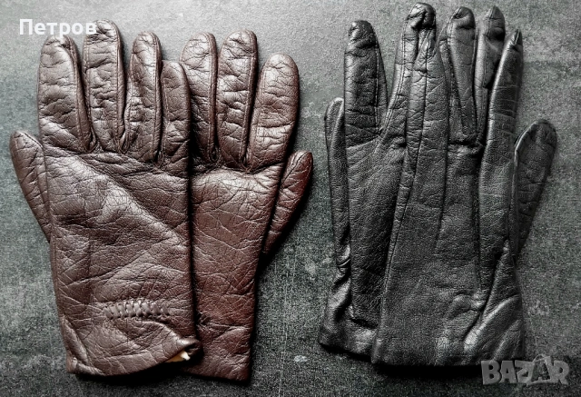 Кафяви и черни кожени ръкавици