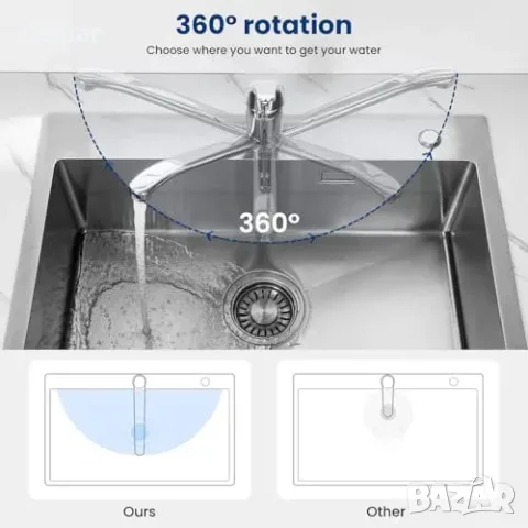 CEСIPA смесител за кухня с 360° въртящ чучур и едноръко управление, снимка 3 - Смесители - 55827423