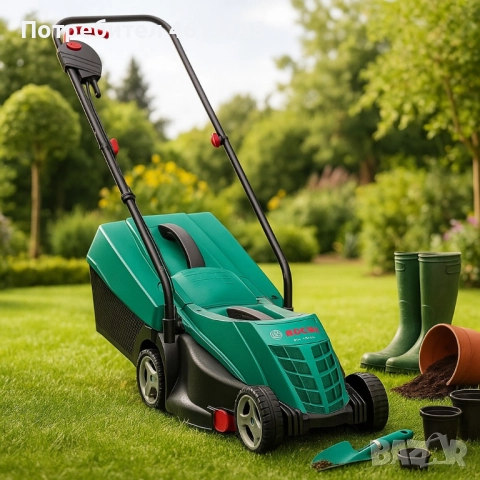 Електрическа косачка Bosch Rotak 32 - 1200W с GrassCombs, коси до самия ръб, кош 31 л, снимка 4 - Градинска техника - 51963679