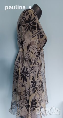 Японска коприна - рокля със сребристи декорации във флорален принт "EKseption"/ японска коприна, снимка 8 - Рокли - 29698288
