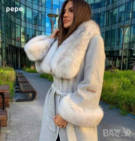 Дамско луксозно палто кашмир вълна и лисица код 92 , снимка 5 - Палта, манта - 30343645