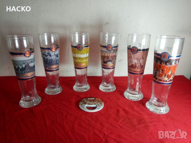 6 броя Колекционерски Чаши за Бира PAULANER FC Bayern Munchen 100% Оригинални Внос от Германия, снимка 1 - Колекции - 40807785