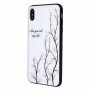 Стъклен кейс Magic Glass Case, За iPhone 11 Pro (5.8), Бял с листа, снимка 1