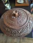 Голям дървен гравиран съд 30 см диаметър , снимка 1