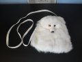 Нова луксозна кожена дамска чанта / раница, естествена кожа с косъм от бяла / полярна лисица, пух, снимка 1 - Чанти - 38707008