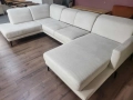 ПРОМОЦИЯ!!!Светло кремав П - образен ъглов диван от плат Mondo Lometti, снимка 8