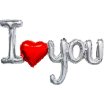 I Love You ❤ сребрист сърце надпис балон фолио фолиев балон хелий или въздух свети валентин