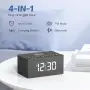 ANJANK Дървен Bluetooth високоговорител с будилник и FM радио, безжична станция за зареждане , снимка 2