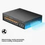keepLiNK 10-портов гигабитов PoE Switch превключвател 8 порта Gigabit PoE+ и 2 гигабитови порта, снимка 6
