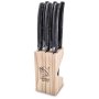 Комплект 6 ножa за стекове с дървена поставка Laguiole Style de Vie Premium Black Stonewash, снимка 1 - Прибори за хранене, готвене и сервиране - 42176823
