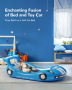 Надуваемо детско легло QPAU, надувано детско легло със страни, синьо, снимка 2