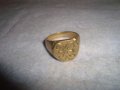 СТАР РЕТРО АРТ ДЕКО РЪЧНО ОРНАМЕНТИРАН ПОЗЛАТЕН ПРЪСТЕН от НЕРЪЖДАЕМА СТОМАНА с ПЕЧАТИ 585 14К 27573, снимка 10