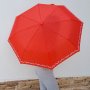 1538 Дамски автоматичен чадър за дъжд на точки с цветя двоен автомат 96см, снимка 2