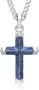 AWNL Кръстова огърлица за мъже със скъпоценен камък Dumortierite, снимка 1