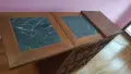Оригинален разтегателен шкаф-бар от масиво дърво с естествен зелен мрамор, снимка 8