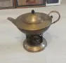 Старинен  чайник с поставка и спиртник месинг за ценители , снимка 1