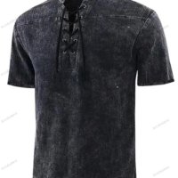 Мъжка едноцветна риза с къс ръкав с връзки, 8цвята - 023, снимка 9 - Ризи - 40761078