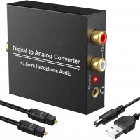 DAC конвертор, Digital to Analog Audio Converter Digital Analog RCA L / R Audio Converter Adapter с , снимка 2 - Кабели и адаптери - 33756926