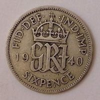 Великобритания 6 пенса 1940 с105, снимка 1 - Нумизматика и бонистика - 35181317