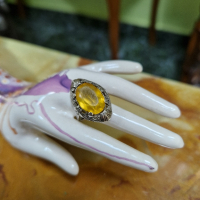 Прекрасен антикварен немски сребърен пръстен с цитрин , снимка 3 - Пръстени - 44527468