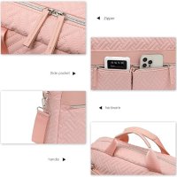 Kono  Чанта за лаптоп за жени, 15,6-инчово ватирано куфарче, водоотблъскваща калъфка, розово, снимка 4 - Чанти - 44507397