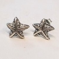 Сребърни обеци Морски звезди, снимка 3 - Обеци - 37871445