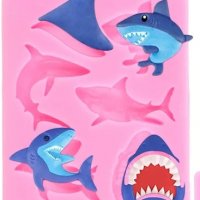 Акула акули shark риба силиконов молд форма фондан шоколад декор, снимка 1 - Форми - 39534676
