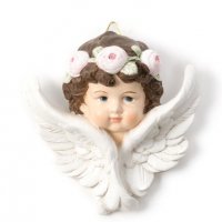 3D супер голям ангел глава лице момиче с венец и крила силиконов молд форма калъп гипс декор сапун, снимка 1 - Форми - 40132968