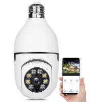 Куполна камера тип крушка, видеонаблюдение, камера за фасунга, WIFI камера Лампа въртяща, V380 pro  , снимка 3 - IP камери - 38751736