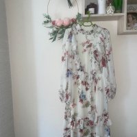 разкошна  нова дълга елегантна рокля  волани къдри Reaerved флорален нежен принт цветя, снимка 10 - Рокли - 42157211