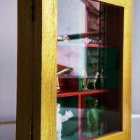 Дървена кутия за миниатюри, ръчно изработена и оцветена, снимка 5 - Други ценни предмети - 35149664