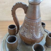 Дървен декоративен сервиз чашки и гарафа , снимка 4 - Антикварни и старинни предмети - 30214713