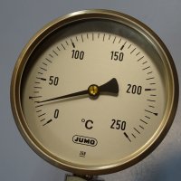 биметален термометър JUMO thermometer ф100mm, 0/+250°C, L-185mm, снимка 2 - Резервни части за машини - 35180777