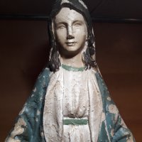 Стара статуетка, фигура, Дева Мария, вис. 58 см., снимка 2 - Антикварни и старинни предмети - 31987901