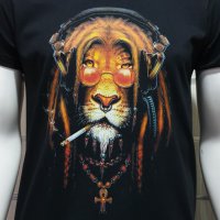 Нова мъжка тениска с дигитален печат Лъв хипи пушач, снимка 3 - Тениски - 30233846