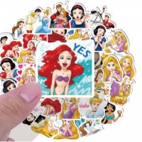40 бр Дисни принцеси Рапунцел Снежанка Ариел самозалепващи лепенки стикери за украса картонена торта, снимка 2 - Други - 35155333
