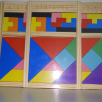  Ново! 5 броя 2в1 дървен тетрис - танграм в рамка / Дървени игри, снимка 1 - Образователни игри - 36571280