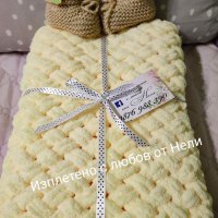 Ръчно плетена бебешка пелена одеалце завивка , снимка 1 - Спално бельо и завивки - 38738966